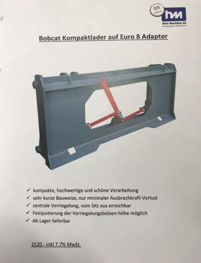 Bobcat, Cat, Takeuchi, Gehl, Mustang, New Holland,  Kompaktlader-Euro8 Adapter