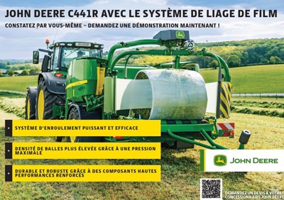 John Deere C441R, Presse à balles rondes avec le systeme liage par film