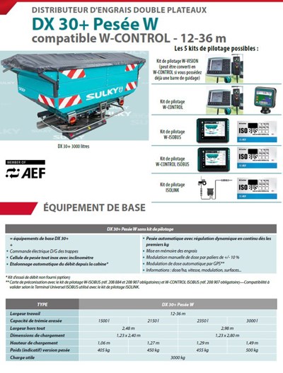 Sulky DX 30 + pesée WBP électrique