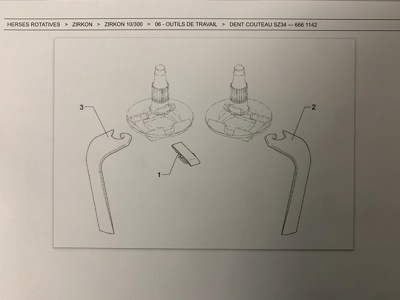 Dents pour herse Lemken Zirkon