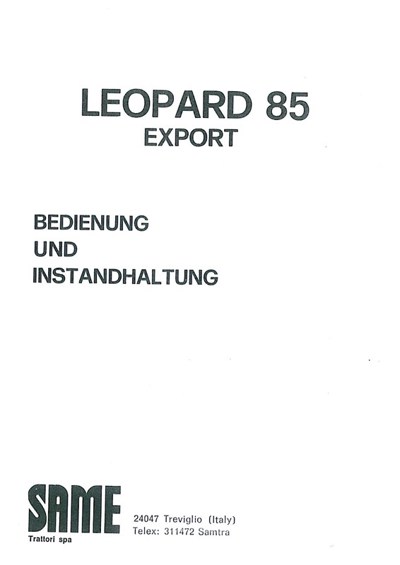 Same, Leopard 85 Bedienungsanleitung