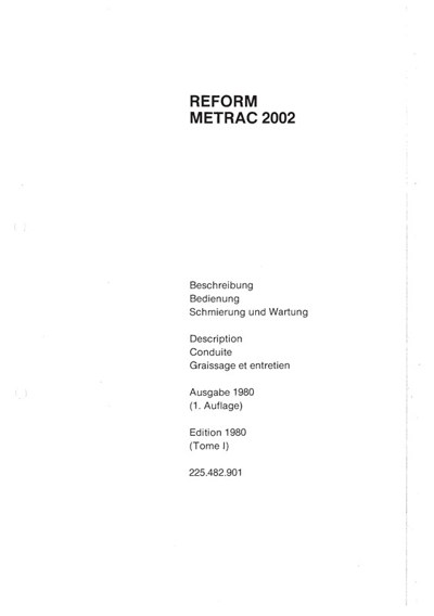 Reform Metrac 2002 Bedienungsanleitung