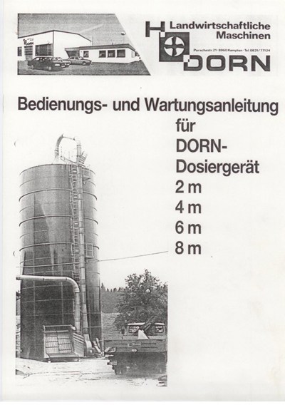 Dorn, Dosieranlage 2 bis 8 m,  Bedienungsanleitung