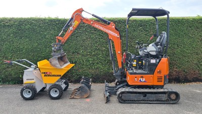 Minibagger Hitachi ZX 17U-6 und Bergmann Elektrodumper C 301 AKTION