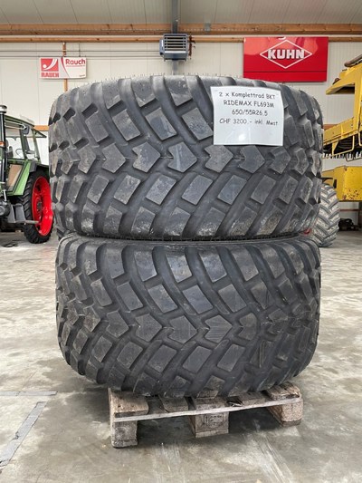 2x Komplettrad BKT 650/55 R26.5 FL693M