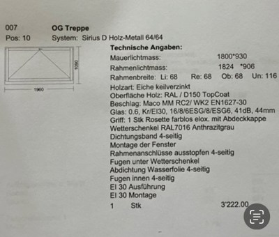 3 - fach isoliertes Brandschutzfenster neu